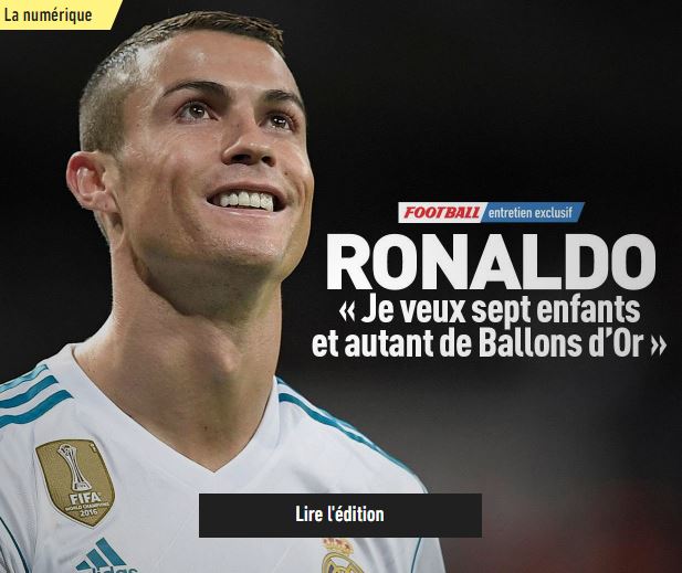 Cristiano Ronaldo : «Je veux sept enfants et autant de Ballons d'Or»