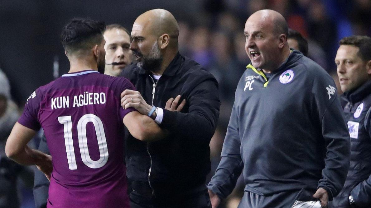 Man City pète les plombs après l’élimination en FA Cup  : Guardiola se chauffe avec l’entraîneur de Wigan, Agüero frappe un supporter