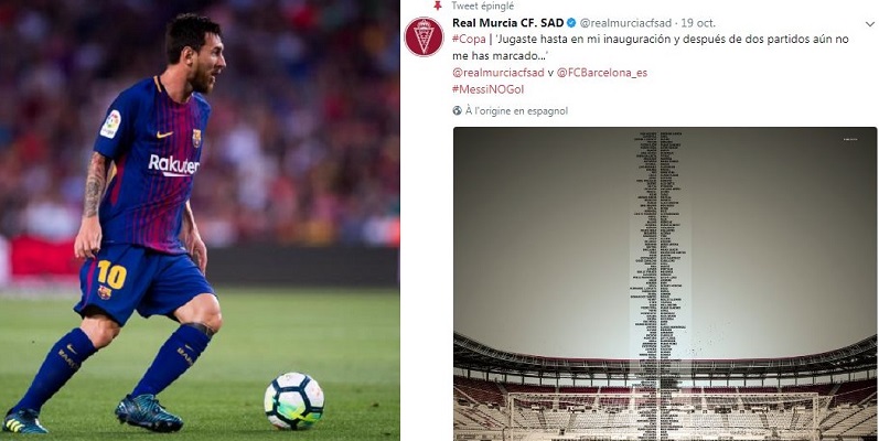 Liga: quand le Real Murcie se moque de Messi sur Twitter Liga: quand le Real Murcie se moque de Messi sur Twitter