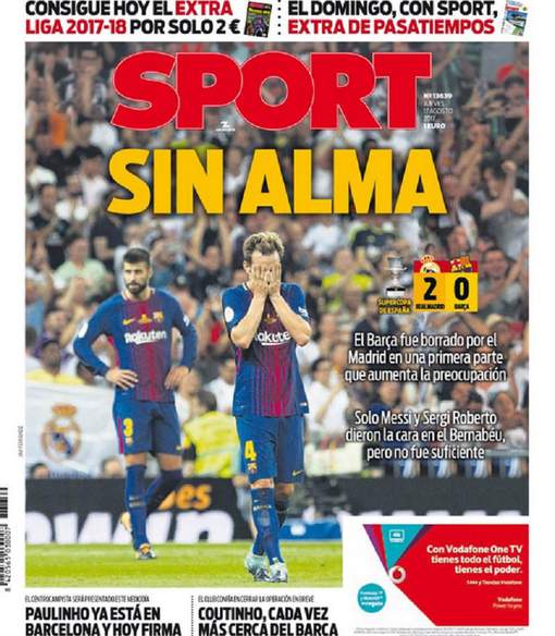 "Quel désastre", "Sans âme": la presse catalane dézingue le Barça "Quel désastre", "Sans âme": la presse catalane dézingue le Barça